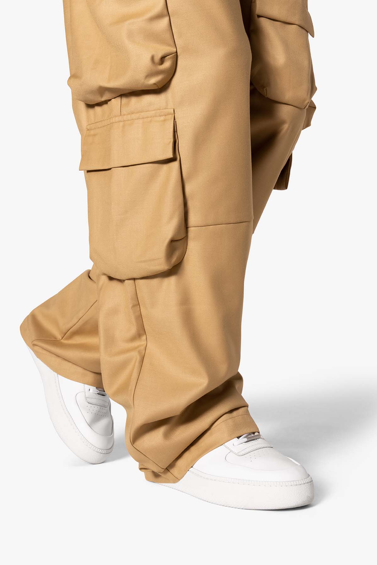 Bonded Gabardine Cargo Pants - Tan