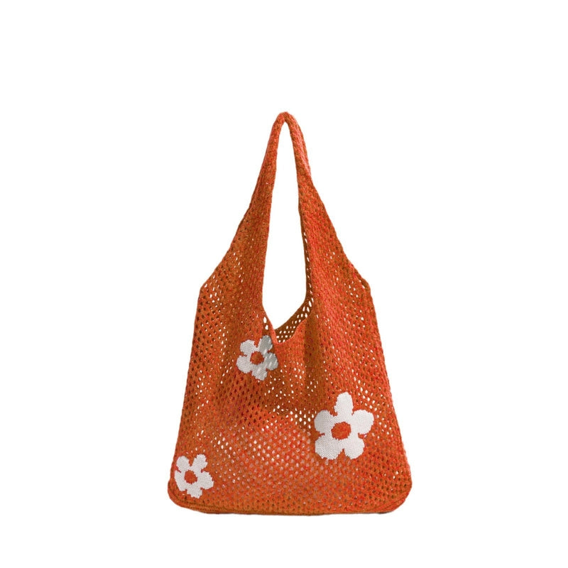 Women's Medium Polyester Flower Cute Square Open Tote Bag
