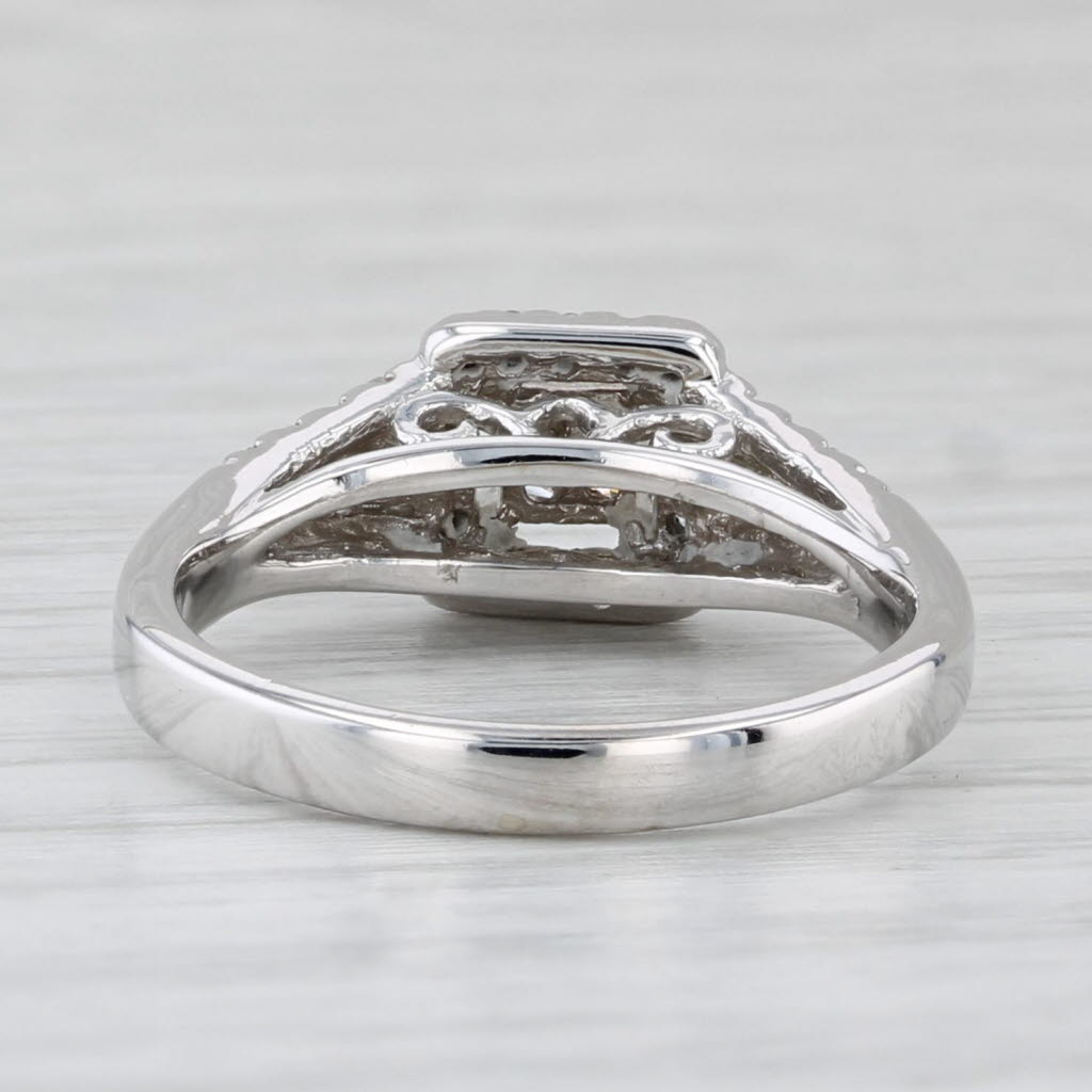 0.27ctw Princess Diamond Halo Engagement Ring 10k White Gold Size 5