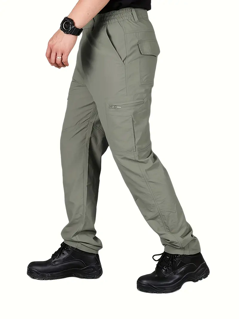 Men's Breathable Summer Casual Trousers with Multi-Pocket Design