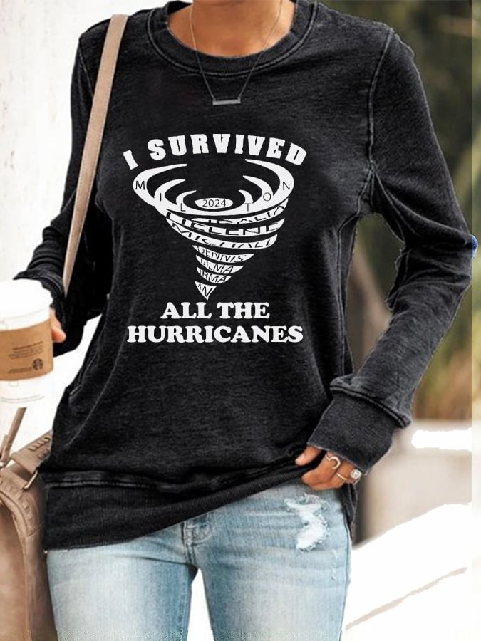 Women's I Survived All The Hurricane Printed Casual Sweatshirt