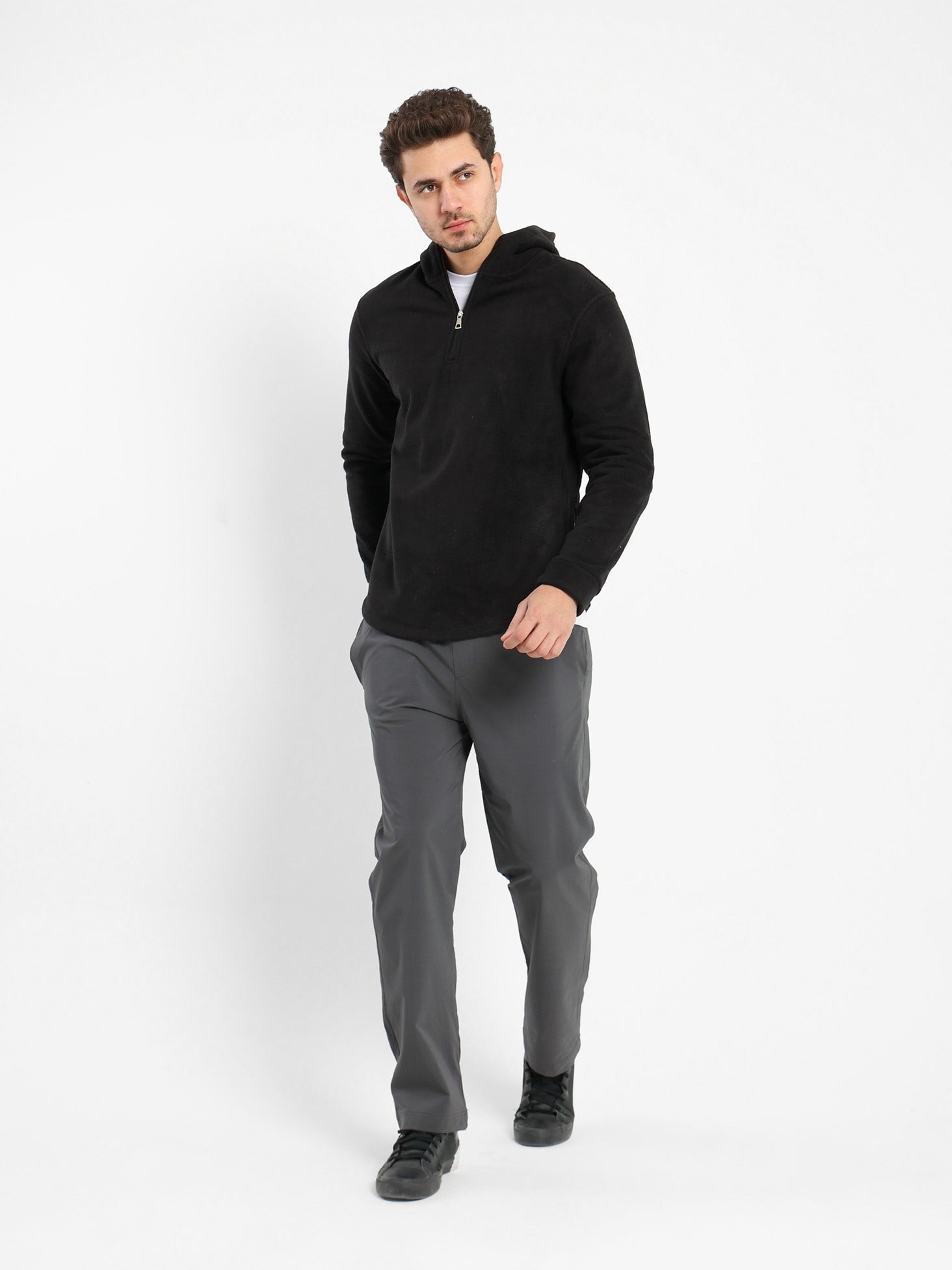 Mock Neck Hoodie with Zipper Closure