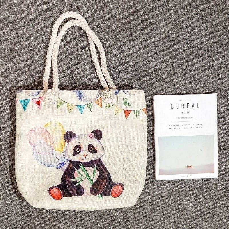 Women's Basic Flower Canvas Shopping Bags