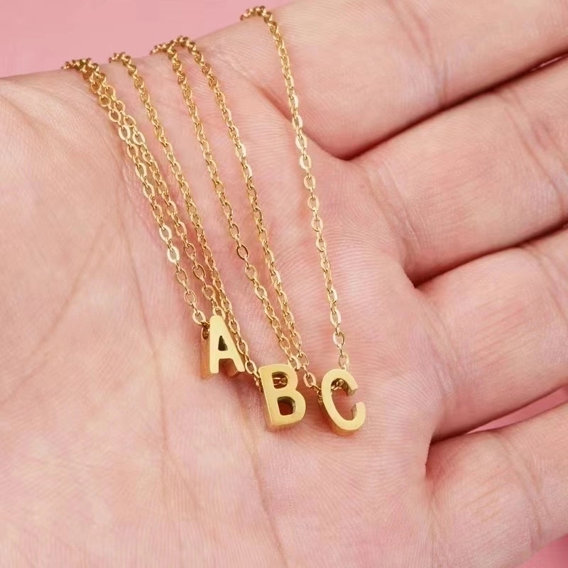 Minimalist Letter Stainless Steel Carving Necklace