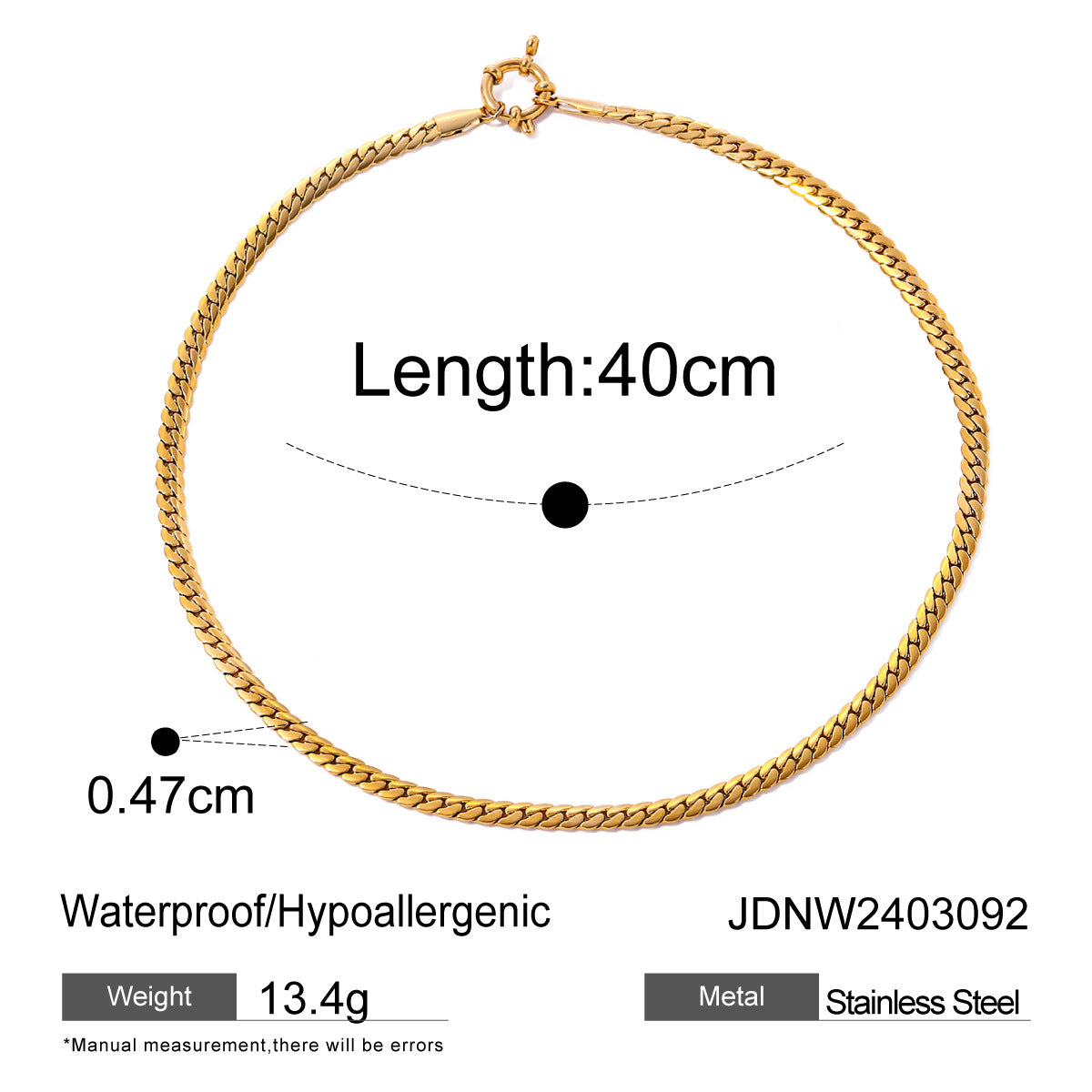 Jie Ding Stainless Steel Gold Necklace Cuban Clavicle Chain Titanium Steel Necklace