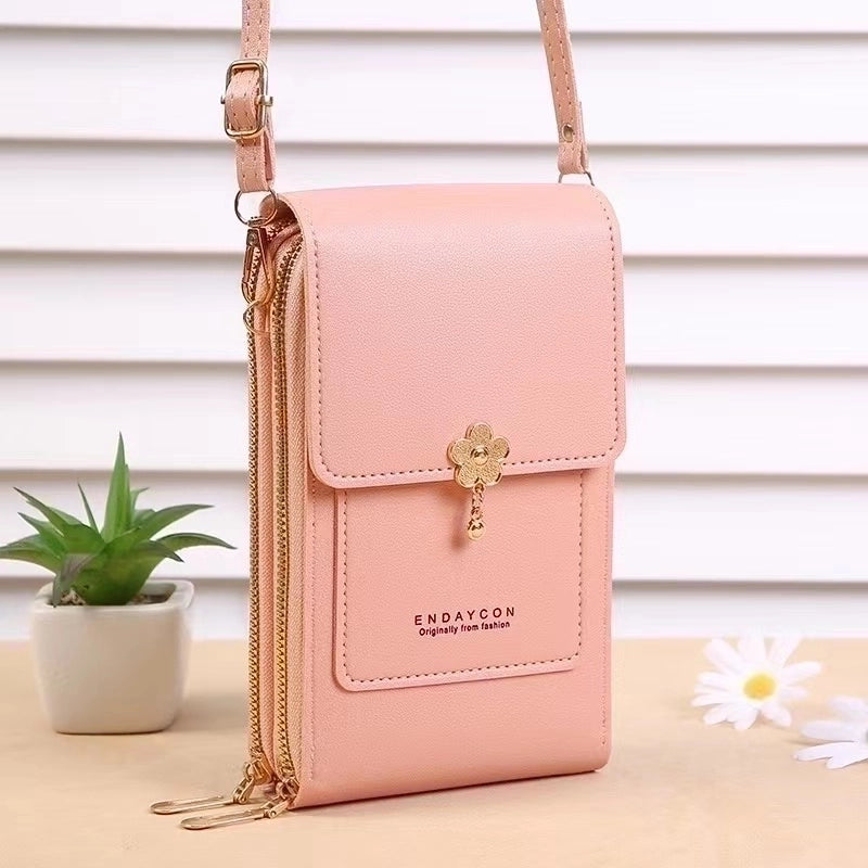 Women's Pu Leather Solid Color Minimalist Square Zipper Phone Wallets