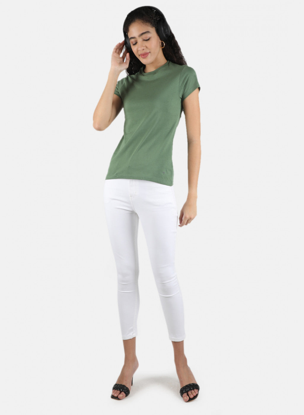 Women Green & Pink Plain Top 2 PCs