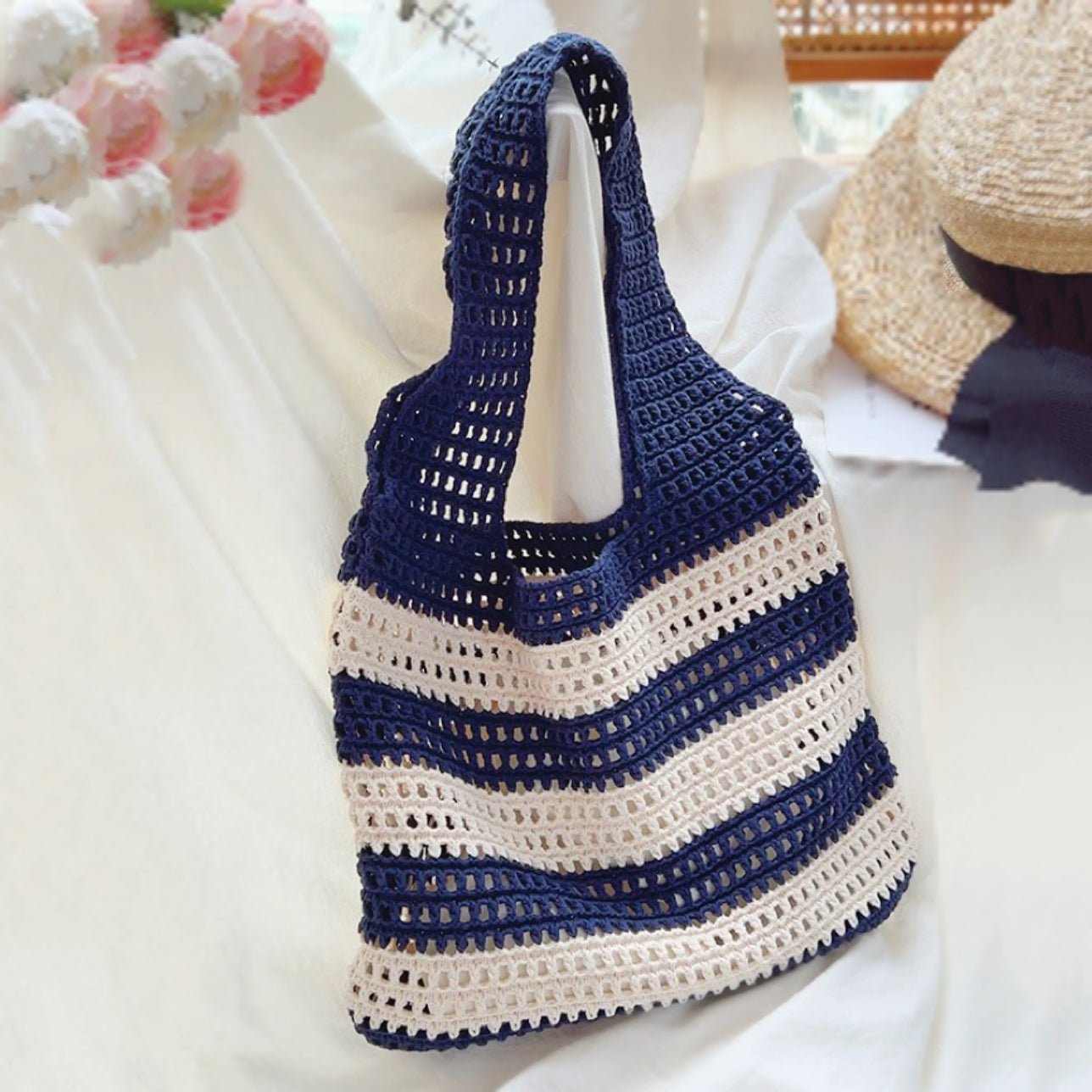 Wide Stripe Crochet Bag