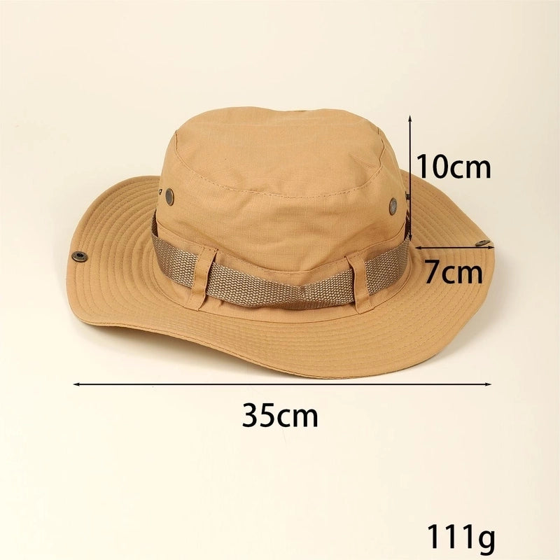 Women's Sports Solid Color Elastic Drawstring Design Button Wide Eaves Bucket Hat