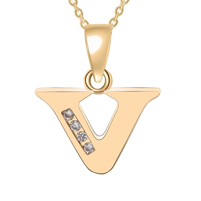 Minimalist Letter Copper Plating Inlay Zircon Pendant Necklace