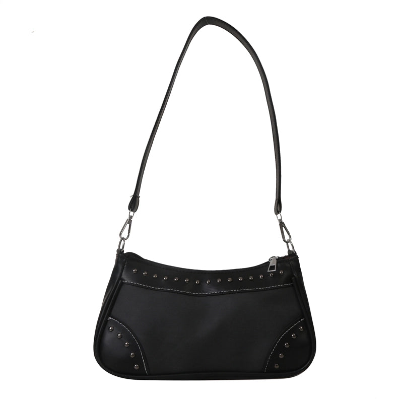 Women's Pu Leather Color Block Vintage Style Semicircle Zipper Shoulder Bag