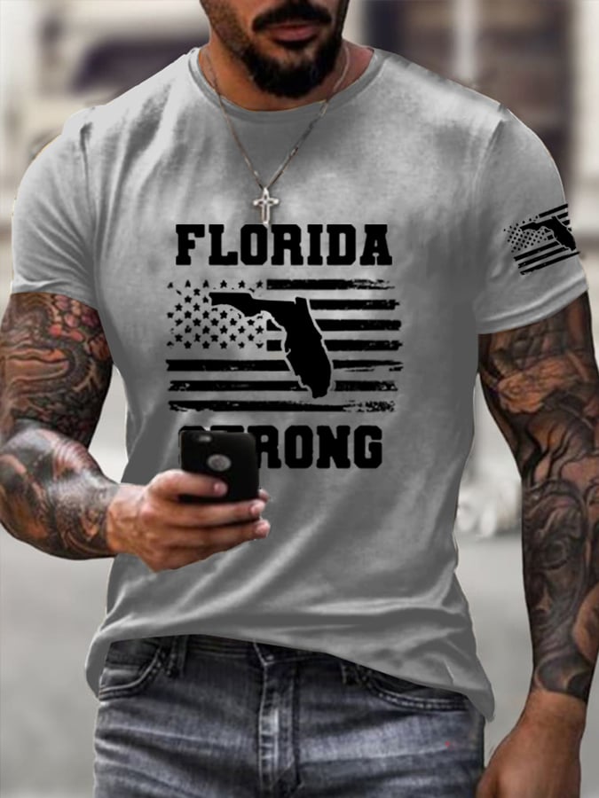 Men's Florida  Strong Mitton Hurricane Printed Casual T-Shirt