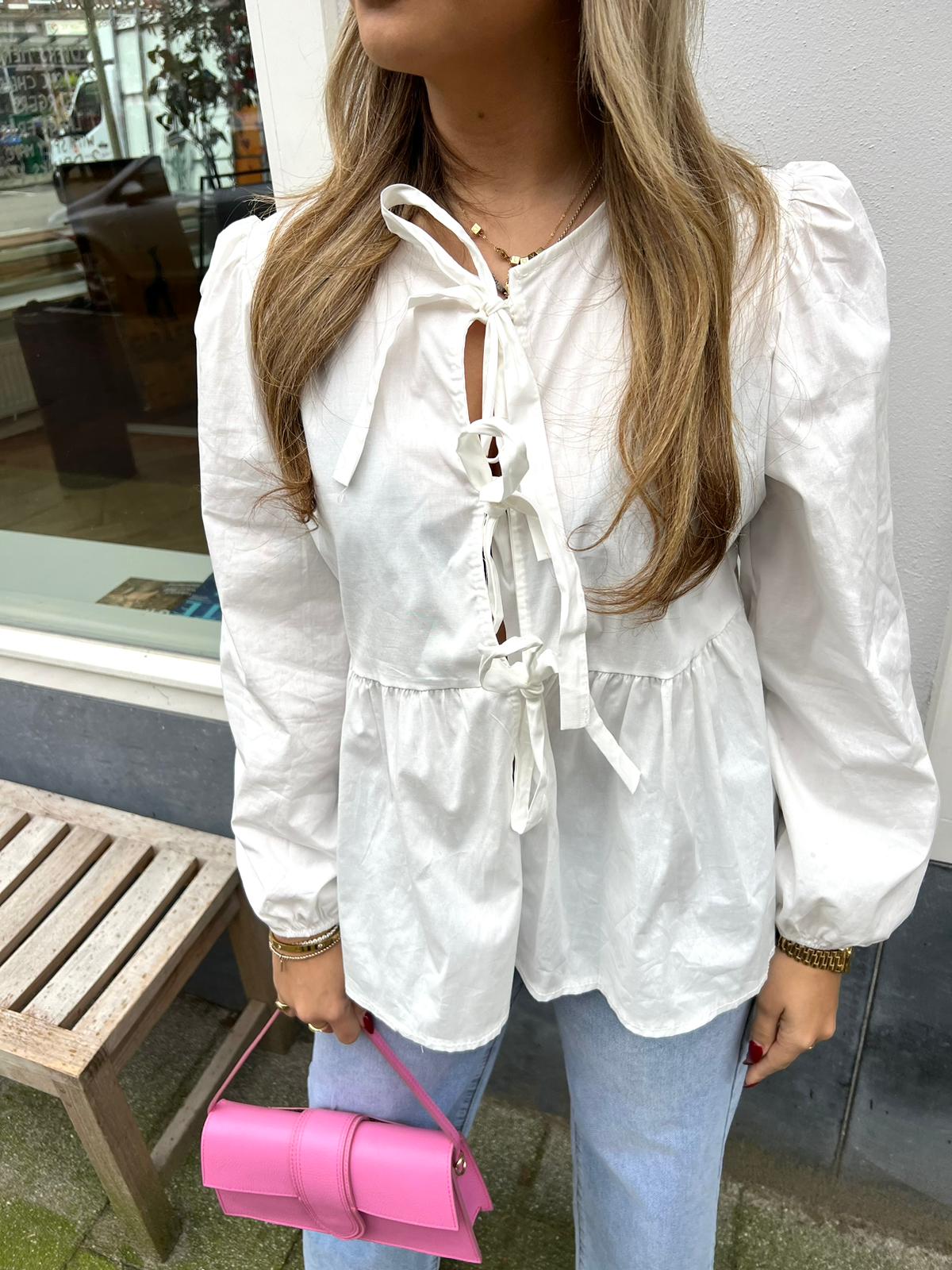 Lua-may bow blouse white