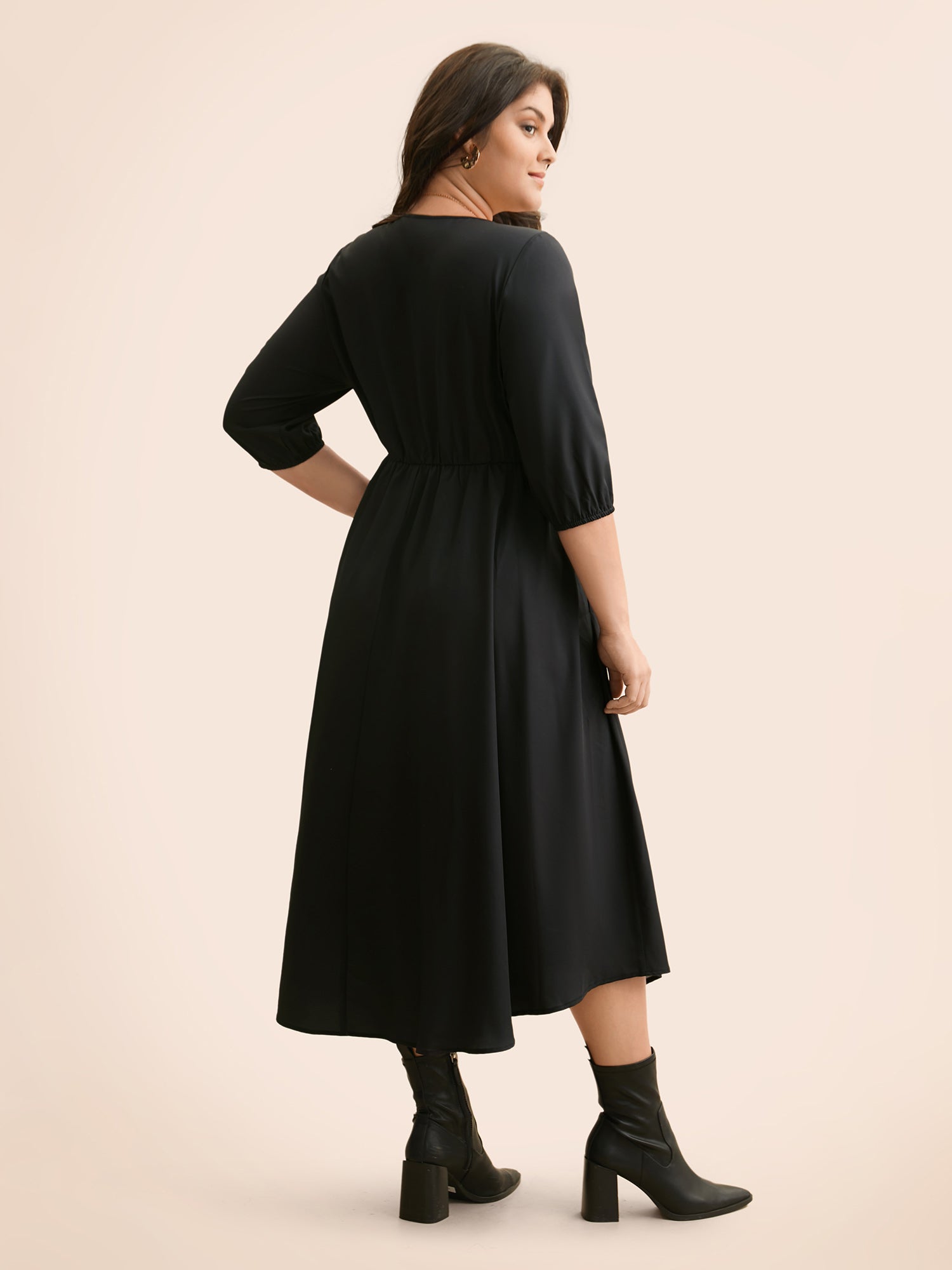 Boho Print Lantern Sleeve Midi Dress