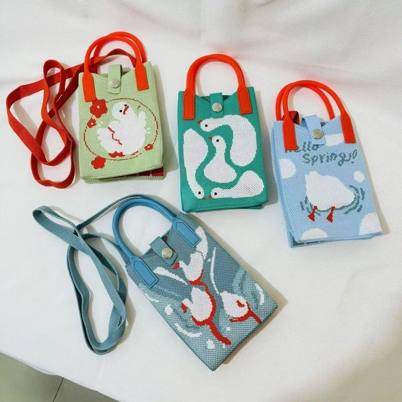 Women's Small Polyester Pumpkin Butterfly Streetwear Weave Square Open Phone Wallets