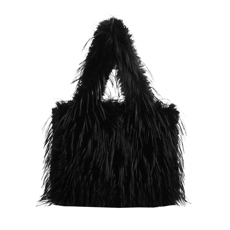 Large Capacity Plush Bag Women's Western Style Tassel Shoulder Bag Tote Bag Furry Bag