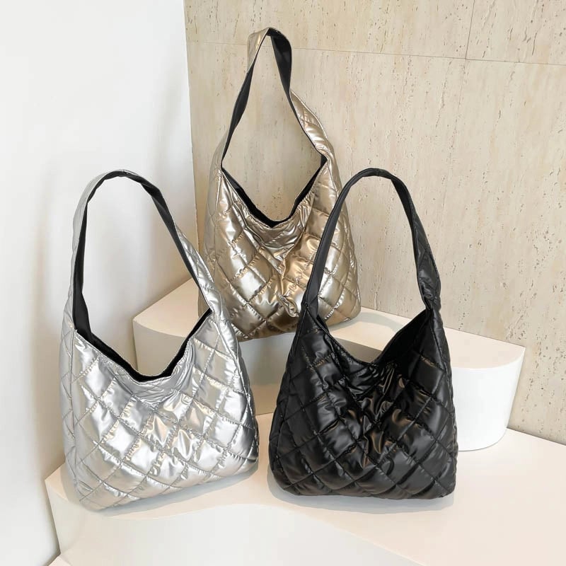 Women's Cotton Solid Color Lingge Streetwear Square Zipper Shoulder Bag