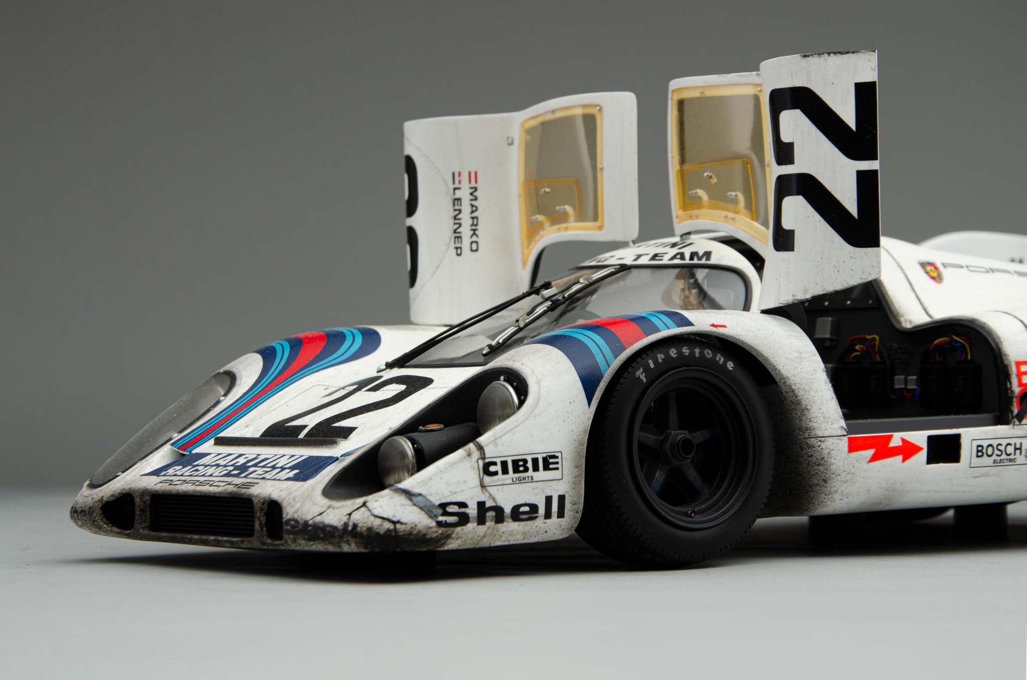 Porsche 917 KH - Ganador de Le Mans 1971 - Decoración Martini - Carrera desgastada