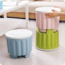 2 PIECES PLASTIC STORAGE CHAIR OTTOMAN FURNITURE FOR LIVING ROOM