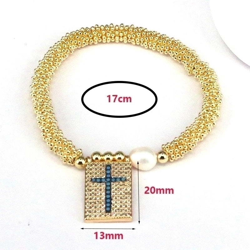 Copper 18K Gold Plated Elegant Vintage Style Luxurious Plating Inlay Cross Heart Shape Zircon Bracelets