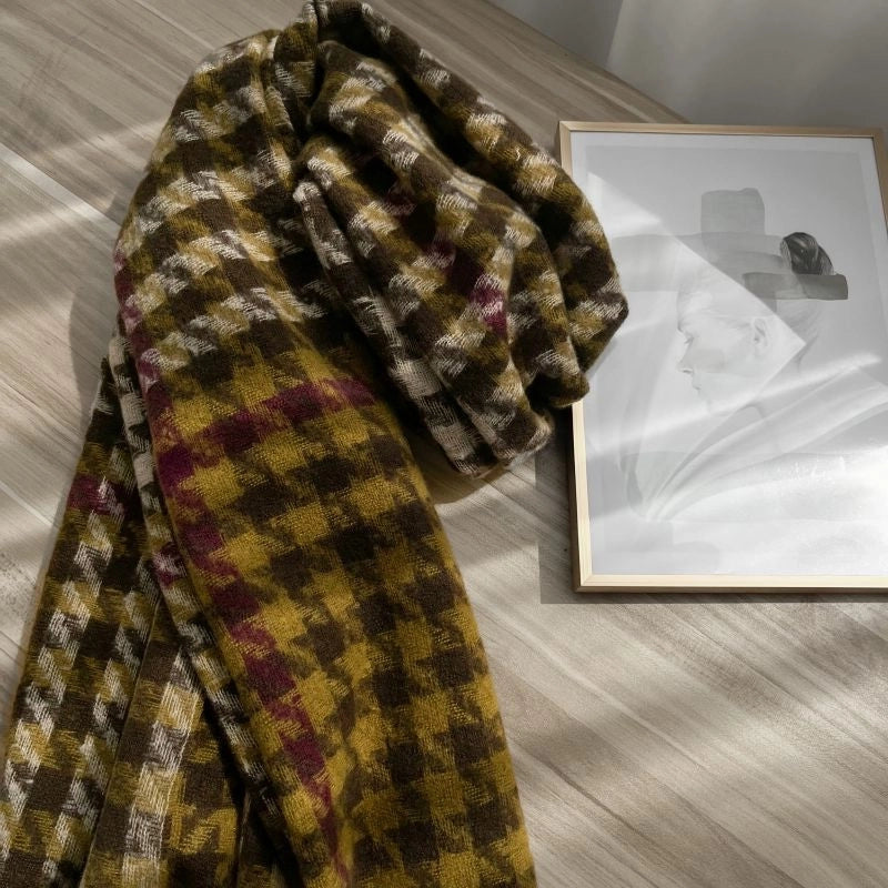 Unisex Minimalist Classic Style Plaid Imitation Cashmere Scarf