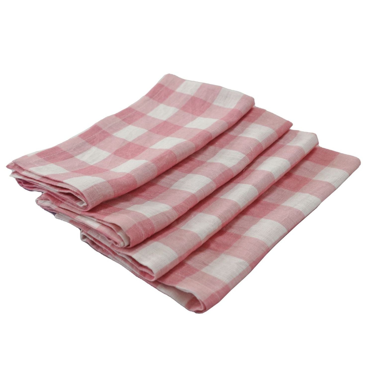 Pink Buffalo Check 100% Linen Napkins