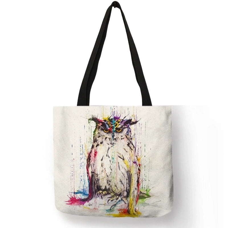 3 Pieces Women's Medium Polyester Bird Basic Square Open Shopping Bags
