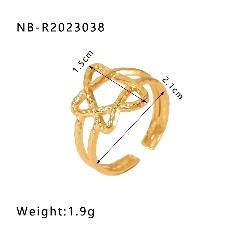 Stainless Steel 18K Gold Plated IG Style Basic Minimalist Plating Four Leaf Clover Heart Shape Flower Open Rings