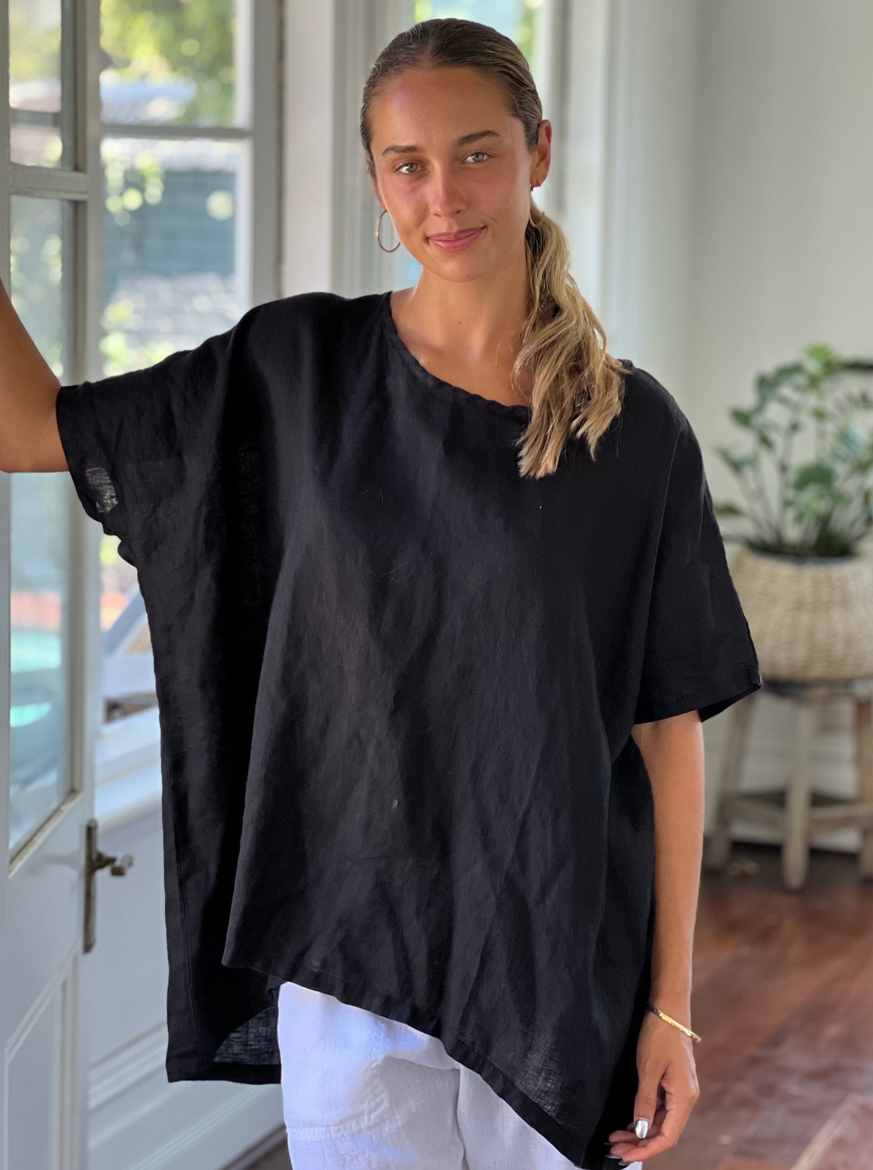 rachael top - black linen