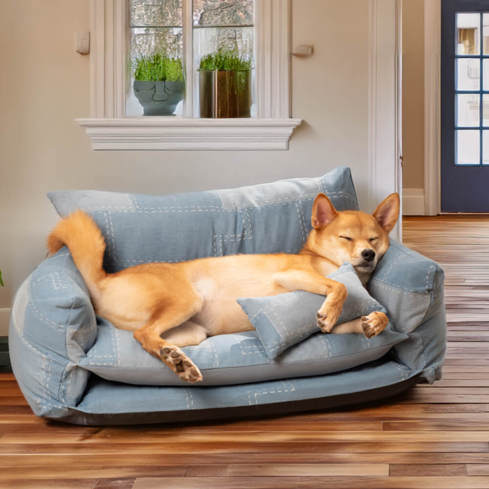 Denim Patchwork Style Pet Double Layer Sofa Dog Sofa Bed