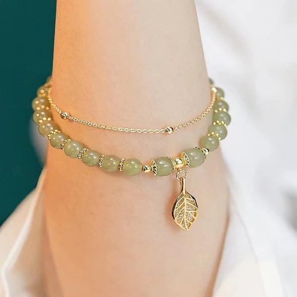 🔥  BUY 1 GET 1 FREE 💞--Lucky Wada Jade gold leaf bracelet