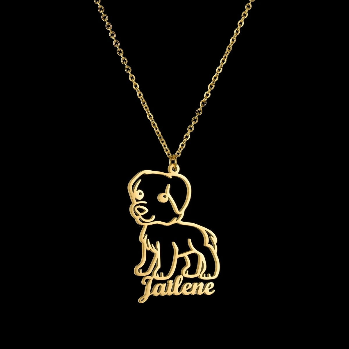 Custom Animal Outline Pendant Necklace With Name Design