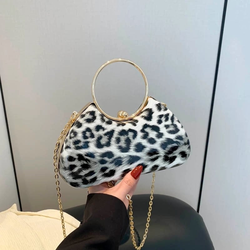 Women's Medium Pu Leather Leopard Streetwear Square Lock Clasp Crossbody Bag