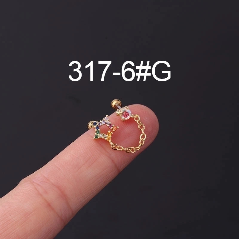 Ear Cartilage Rings & Studs Geometric Copper Plating Artificial Gemstones
