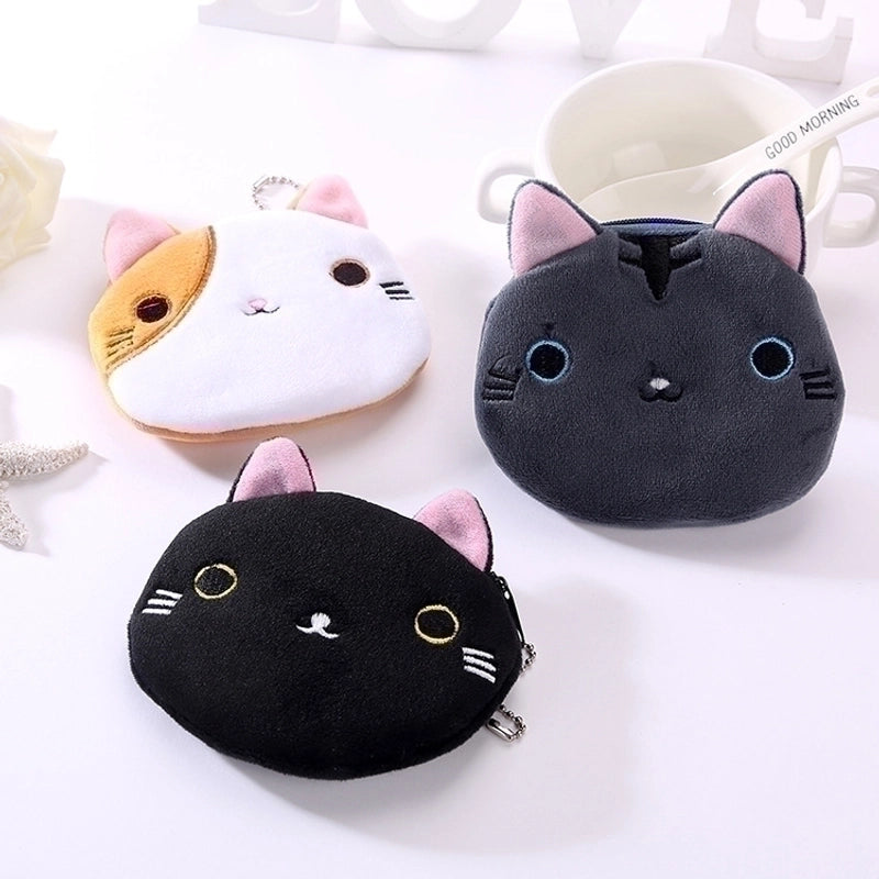 Women's Cat Plush Zipper Coin Purses