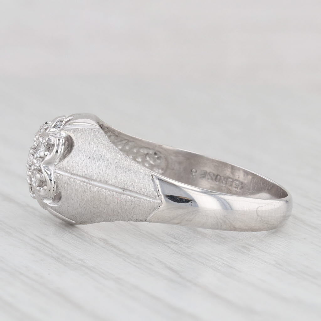 0.12ctw Diamond Cluster Ring 10k White Gold Belcher Setting Size 11.25 Men's