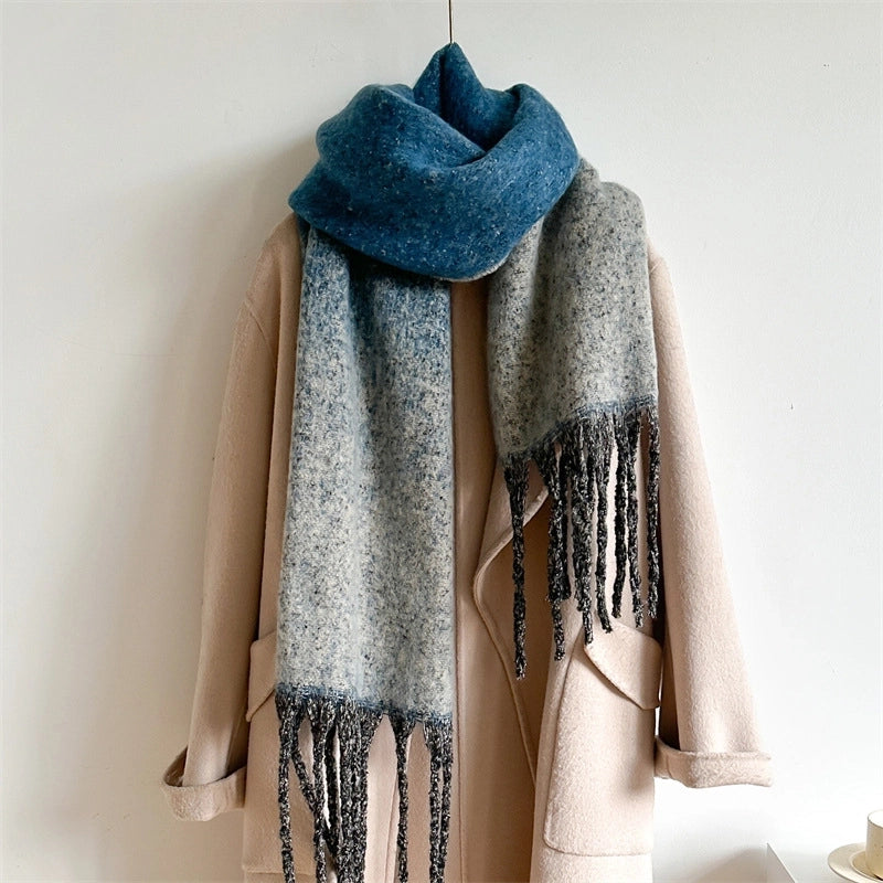 Women's Elegant Basic Minimalist Tassel Imitation Cashmere Polyester Scarf