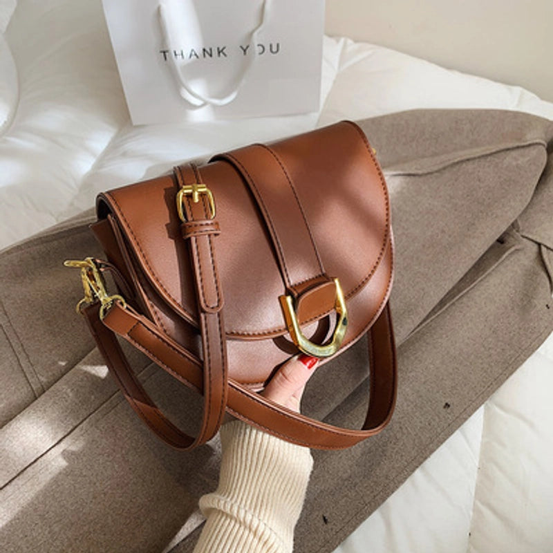 Women's Small Pu Leather Solid Color Streetwear Shell Magnetic Buckle Shoulder Bag Crossbody Bag