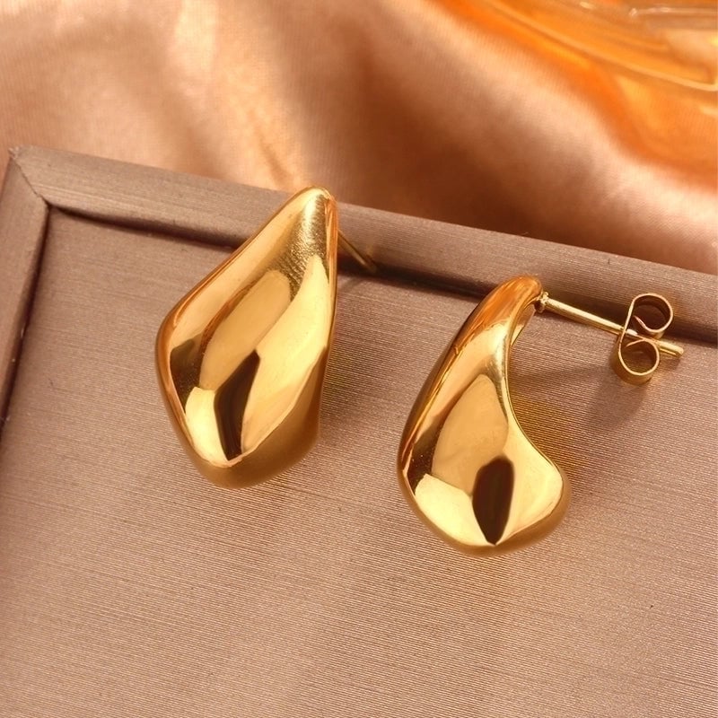 1 Pair Vintage Style Minimalist Waves Lines Irregular Plating 304 Stainless Steel 18K Gold Plated Ear Studs