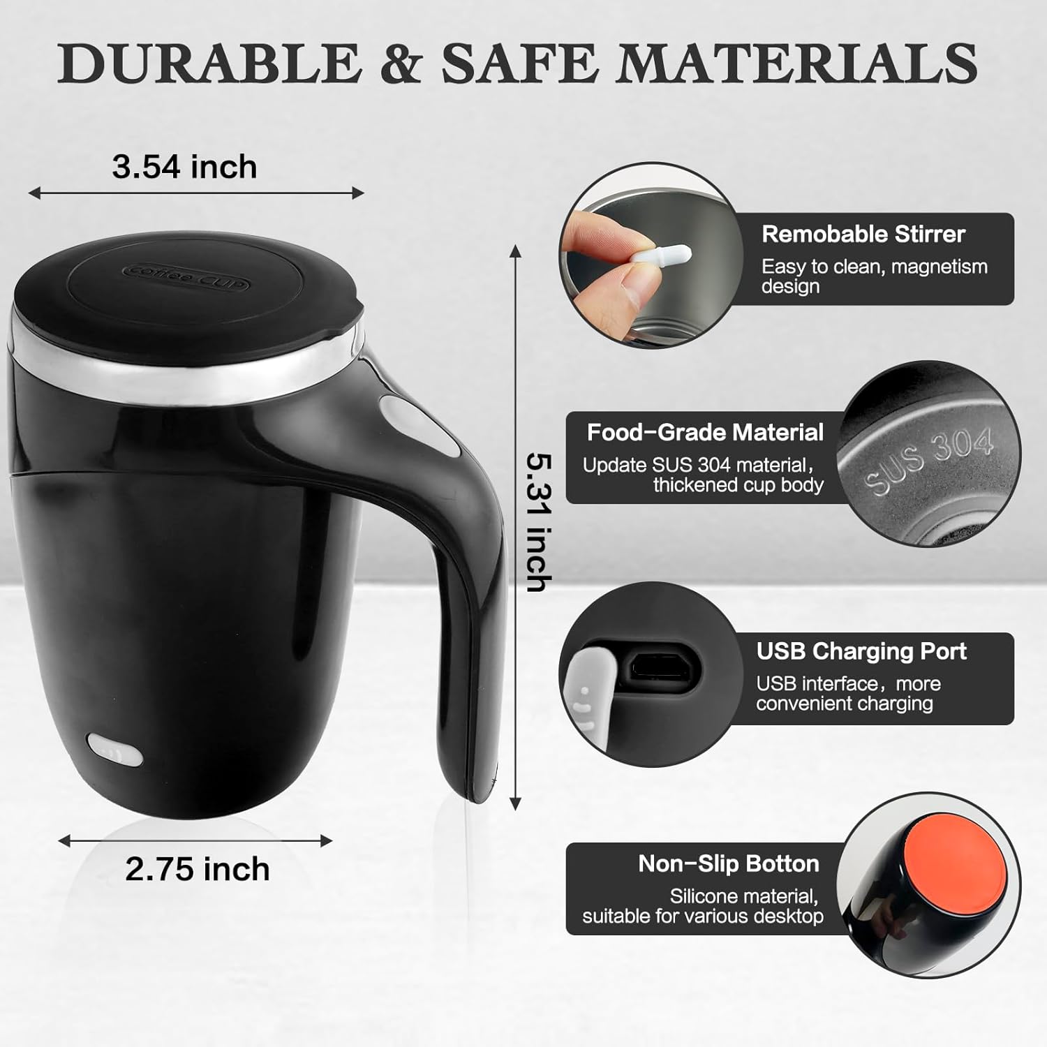 Automatic Magnetic Stirring Coffee Mug