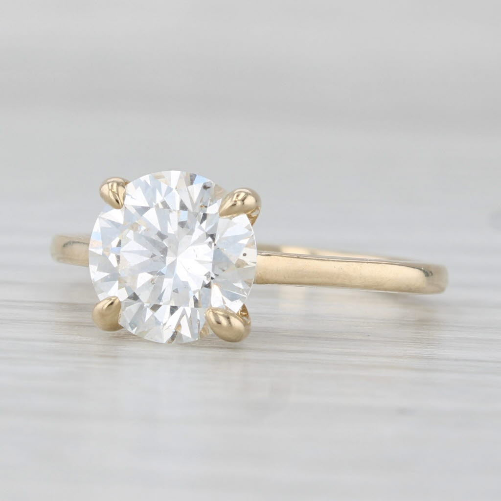 2ct Round Brilliant Solitaire Diamond Engagement Ring 14k Gold Size 6.25 GIA
