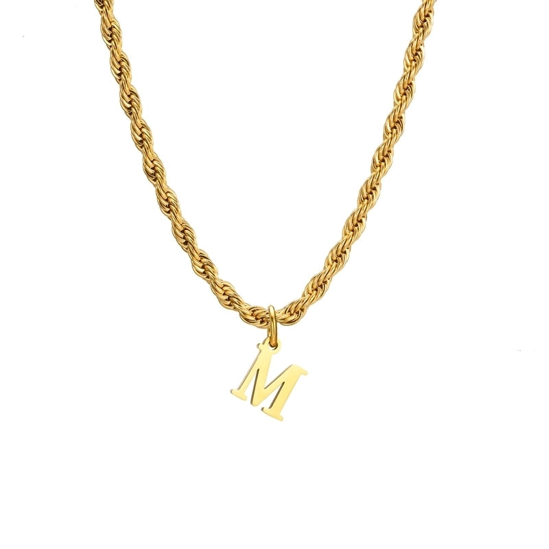 Minimalist Letter Stainless Steel Gold Plated Pendant Necklace