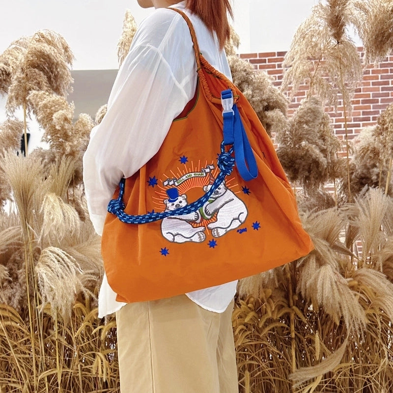 Women's Large Nylon Animal Donuts Basic Classic Style Square Open Shopping Bags