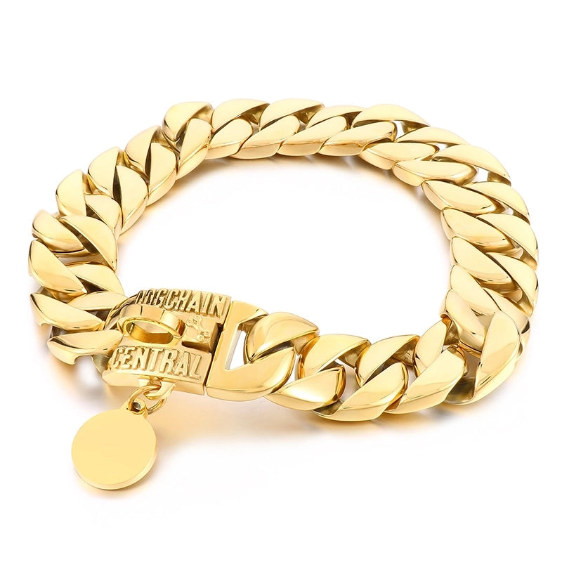 30mm Stainless Steel Cuban Chain Hip Hop Style Largepet Dog Collar