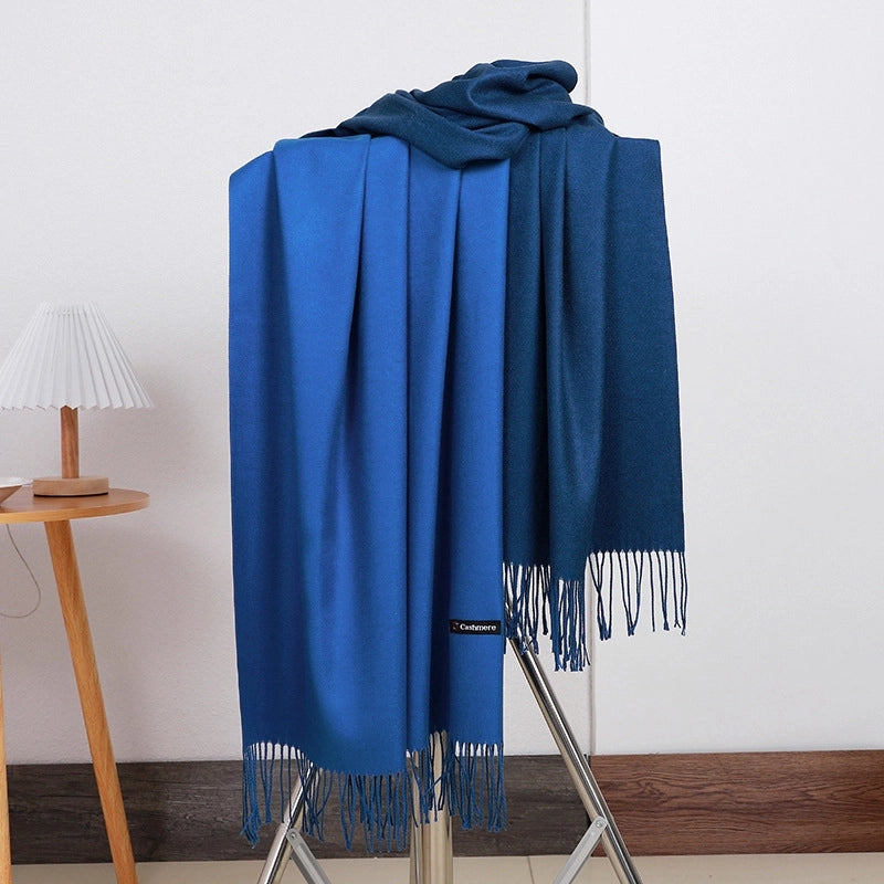 Double-sided Scarf Women's Winter Tassel Cashmere Scarf Autumn And Winter Version New Wool Men's Scarf