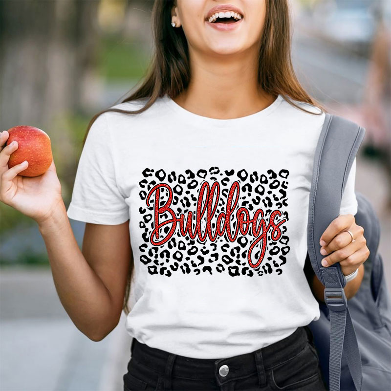 Personalized Leopard Team Spirit Teacher T-Shirt