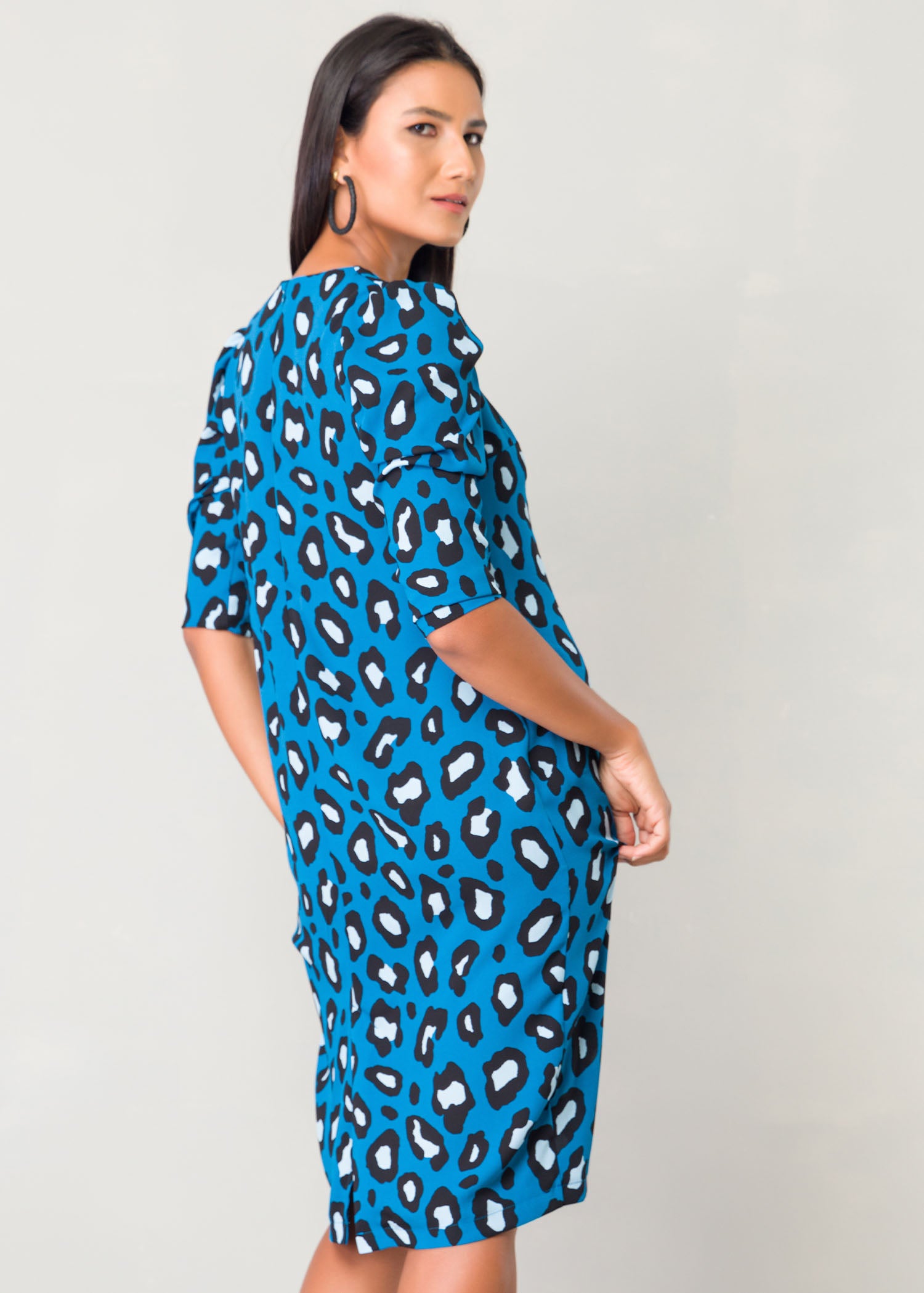 Animal Print Dress With Leg of Mutton Sleeve