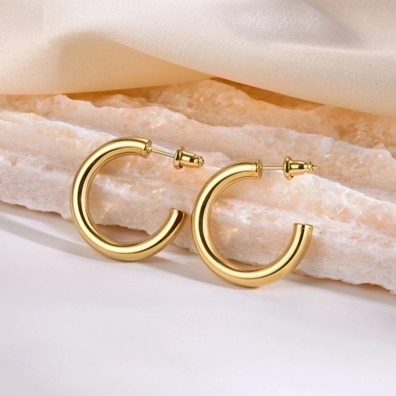 1 Pair Minimalist Solid Color 304 Stainless Steel Gold Plated Stainless Steel Earrings