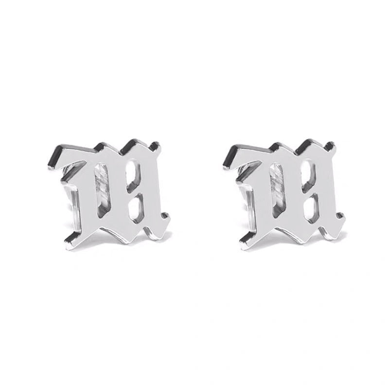 M Old English Earrings
