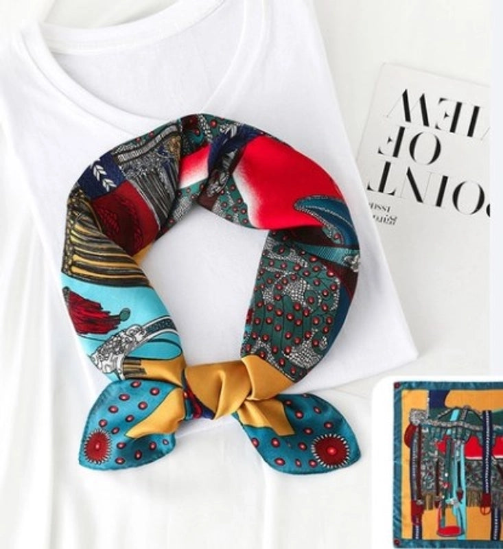 Women's Minimalist Printing Satin Silk Scarves